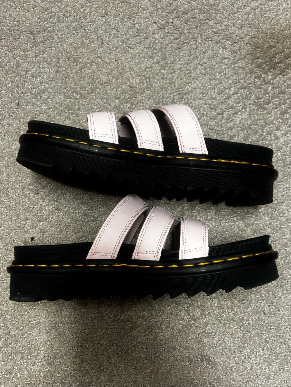 Women’s Dr.Martens Triple-Strap Platform Sandals in Light Pink and Black
